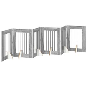vidaXL Puerta para perros plegable con soportes 6 uds. Sonoma gris