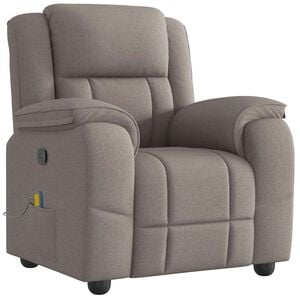 vidaXL Sill&oacute;n de masaje reclinable de tela gris taup&eacute;