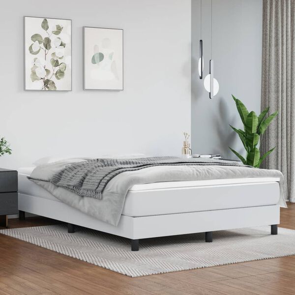 vidaXL Estructura de cama con somier cuero sint&eacute;tico blanco 140x190cm