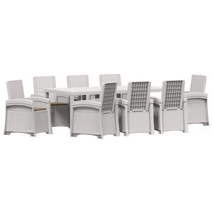 vidaXL Conjunto de Comedor de Jard&iacute;n 9 uds. Blanco y Topo PP