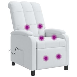 vidaXL Silla de masajes reclinable Blanco Tela