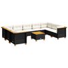 vidaXL Set de sof&aacute;s de jard&iacute;n 10 pzas cojines rat&aacute;n sint&eacute;tico negro