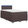 vidaXL Cama con Base Tapizada, Colch&oacute;n y Luz LED Marr&oacute;n Oscuro Tela