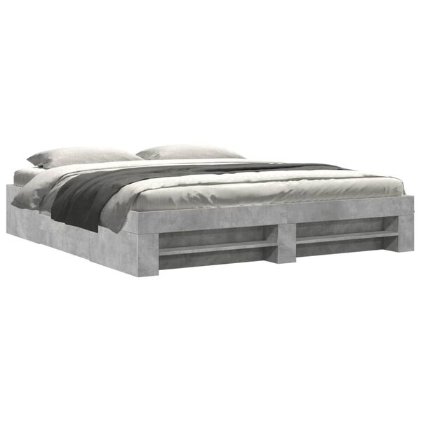 vidaXL Estructura de cama madera de ingenier&iacute;a gris hormig&oacute;n 200x200cm