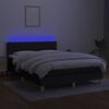 vidaXL Cama box spring colch&oacute;n y luces LED tela negro 140x190 cm