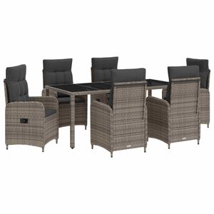 vidaXL Juego de comedor para exteriores 7 uds. rat&aacute;n sint&eacute;tico