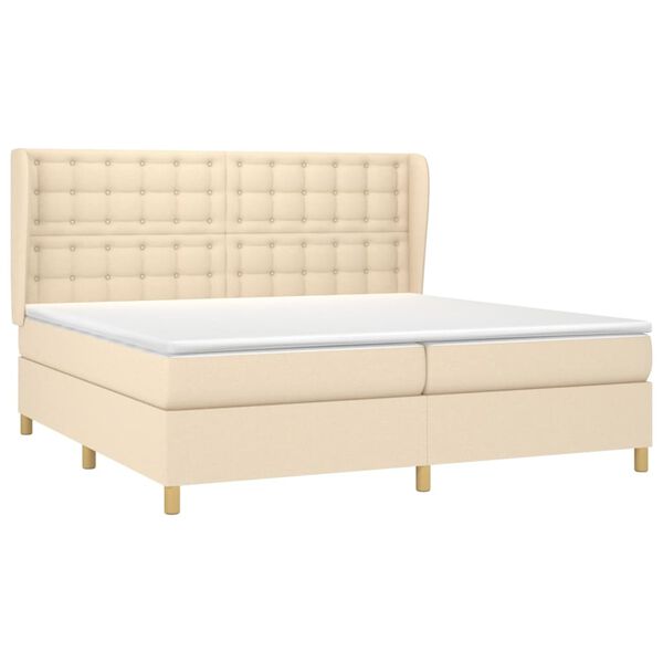 vidaXL Cama box spring con colch&oacute;n tela color crema 200x200 cm