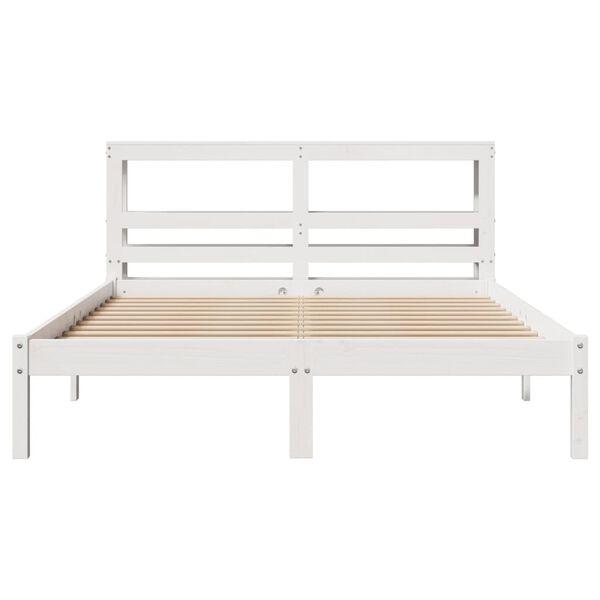 vidaXL Estructura de cama sin colch&oacute;n madera de pino blanco 135x190 cm