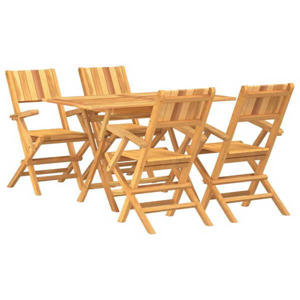 vidaXL Juego de comedor para jard&iacute;n 5 piezas madera maciza de teca
