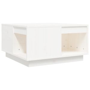 vidaXL Mesa de centro de madera maciza de pino blanco 60x61x32,5 cm