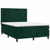 vidaXL Cama box spring colch&oacute;n y LED terciopelo verde oscuro 140x190cm
