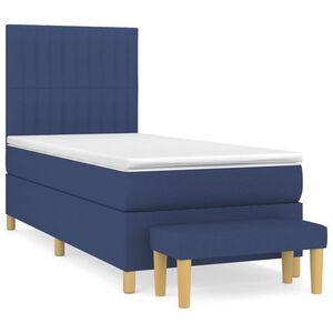 vidaXL Cama box spring con colch&oacute;n tela azul 90x200 cm