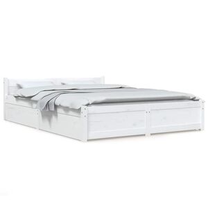 vidaXL Estructura de cama con cajones doble blanco 135x190 cm