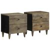 vidaXL Mesitas noche 2 uds madera maciza mango gris claro 40x33x46 cm