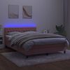 vidaXL Cama box spring colch&oacute;n y LED terciopelo rosa 140x200 cm