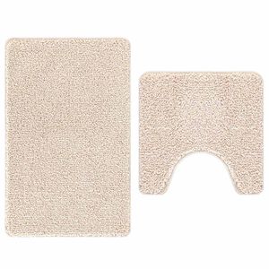 vidaXL Conjunto de alfombra de ba&ntilde;o antideslizante 2 pcs Crema PP