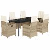 vidaXL Set comedor de jard&iacute;n 7 pzas con cojines rat&aacute;n sint&eacute;tico beige
