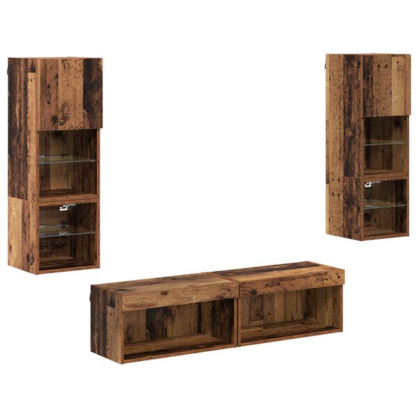 vidaXL Unidad de Pared para TV 6 pcs Madera envejecida