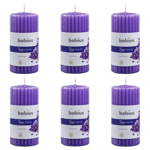 Bolsius Velas perfumadas estriadas 6 unidades lavanda 120x58 mm