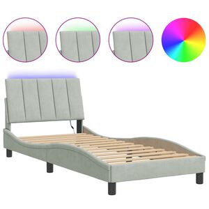 vidaXL Estructura de cama con LED sin colch&oacute;n Hanko terciopelo gris claro 80x200 cm
