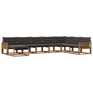 vidaXL Conjunto de sof&aacute;s de exterior 8 uds. Natural y negro