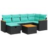 vidaXL Set de sof&aacute;s de jard&iacute;n 7 pzas con cojines rat&aacute;n sint&eacute;tico negro