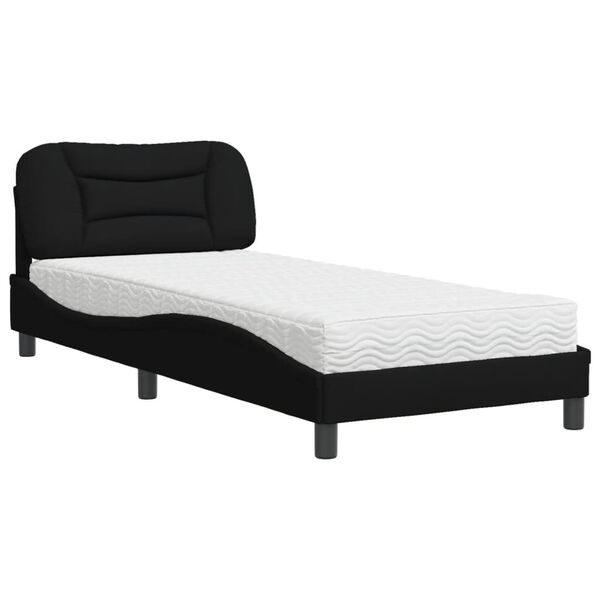 vidaXL Cama con colch&oacute;n Hvar tela negro 90x190 cm