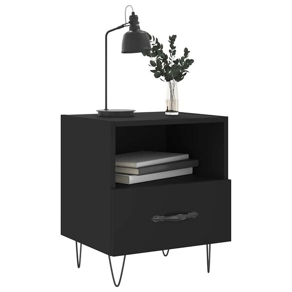 vidaXL Mesitas de noche 2 uds madera ingenier&iacute;a negro 40x35x47,5 cm