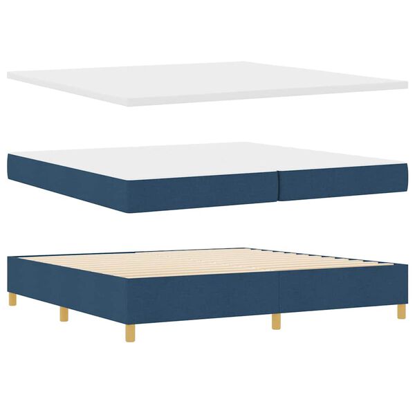 vidaXL Cama tipo Box Spring con colch&oacute;n Azul 200 x 200 cm tela