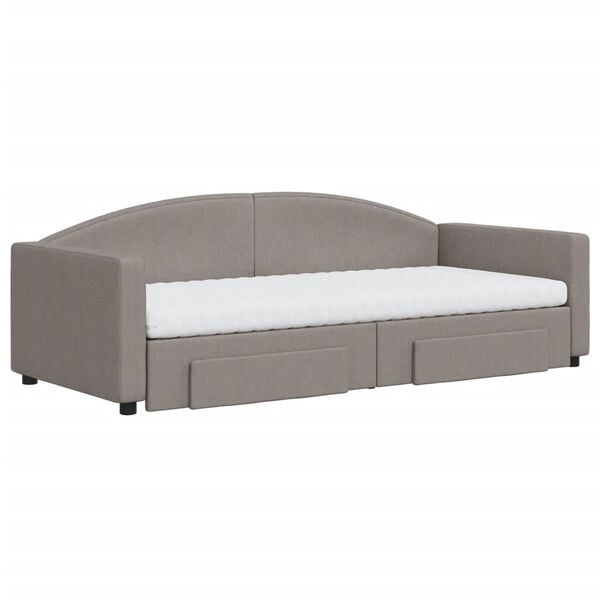 vidaXL Sof&aacute; cama nido con cajones tela gris taupe 90x200 cm