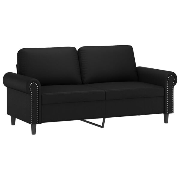 vidaXL Sof&aacute; 2 plazas almohadas y cojines cuero sint&eacute;tico negro 140 cm