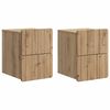 vidaXL Mesita de Noche de Pared con caj&oacute;n 2 pcs Roble Artesanal
