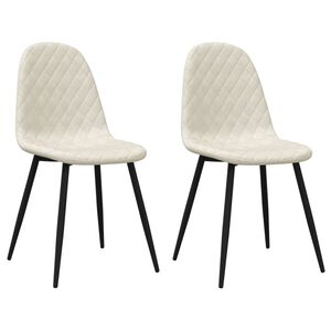 vidaXL Sillas de comedor 2 unidades terciopelo blanco crema