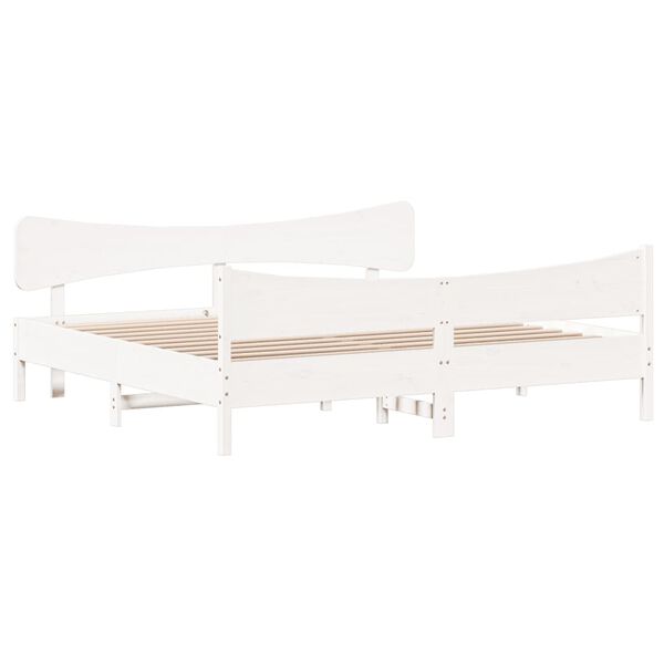vidaXL Cama sin colch&oacute;n madera maciza de pino blanca 180x200 cm