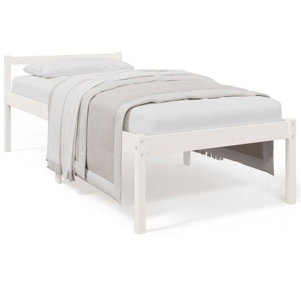 vidaXL Cama para personas mayores madera maciza pino blanca 90x200 cm