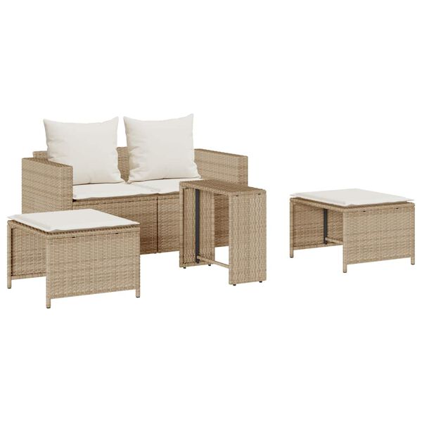 vidaXL Set de muebles de jardín con cojines apilables 5 pzas beige