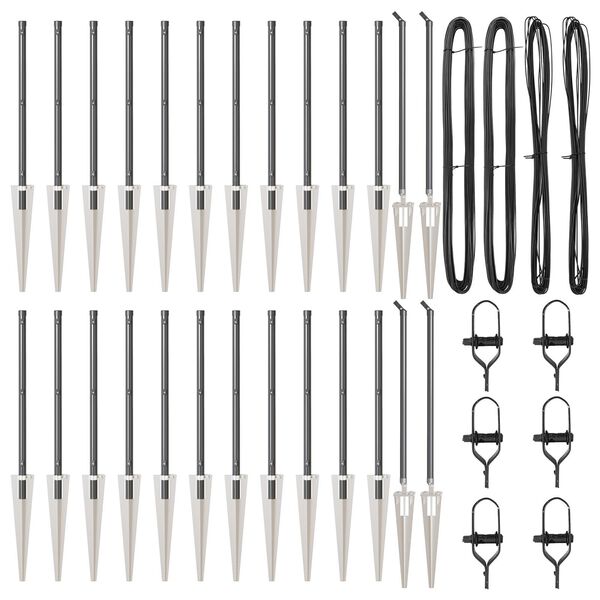 vidaXL Poste de cerca Otro 26 pcs Gris 3,2 x 3,2 x 60 cm Acero