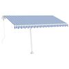 vidaXL Toldo autom&aacute;tico LED sensor de viento azul y blanco 450x300 cm