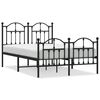 vidaXL Estructura cama sin colch&oacute;n con estribo metal negro 120x190 cm