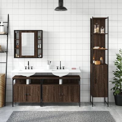 vidaXL Set de muebles de baño 4 pzas madera contrachapada marrón roble