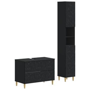 vidaXL Juego de gabinete de ba&ntilde;o de 2 piezas DELFT Negro