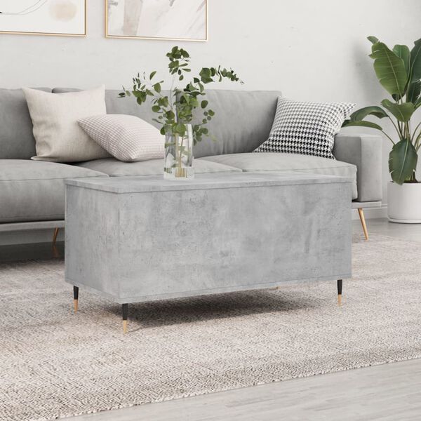 vidaXL Mesa de centro madera contrachapada gris hormig&oacute;n 90x44,5x45 cm