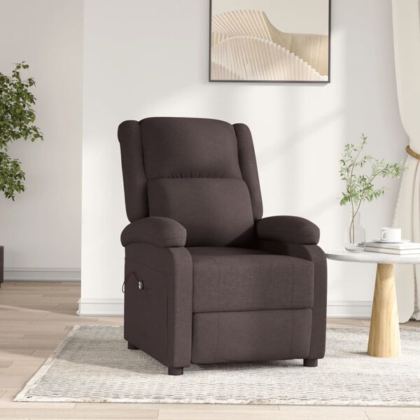 vidaXL Sill&oacute;n reclinable el&eacute;ctrico tela marr&oacute;n oscuro