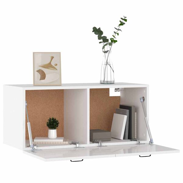 vidaXL Armario de pared madera ingeniería blanco brillo 80x36,5x35 cm