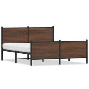 vidaXL Estructura de cama sin colch&oacute;n metal marr&oacute;n roble 140x190 cm