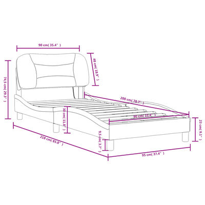 vidaXL Estructura de cama con luces LED tela gris oscuro 90x200 cm