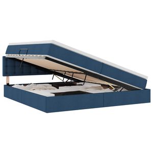 vidaXL Cama con almacenamiento y LED con LED Azul 200 x 200 cm tela