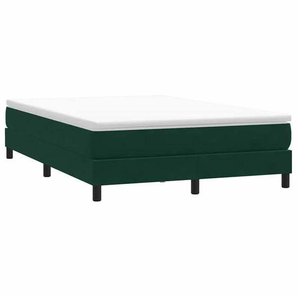 vidaXL Cama box spring sin colch&oacute;n verde oscuro terciopelo 160x220 cm