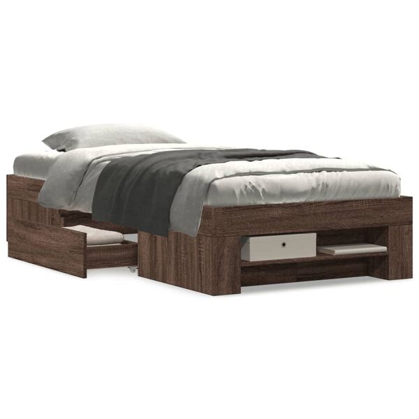 vidaXL Estructura de cama sin colchón madera marrón roble 100x200 cm
