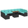 vidaXL Conjunto de sof&aacute; de jard&iacute;n 11 uds. Negro Polirat&aacute;n